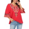 YZXDORWJ Women's V Neck Embroidered Mexican Peasant Blouse (1706R, XXL)