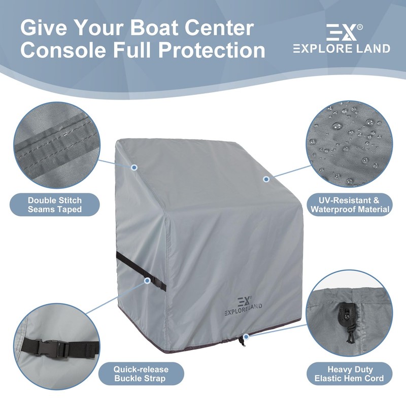 Explore Land Waterproof Boat Center Console Cover UV-Resistant 600D Boat