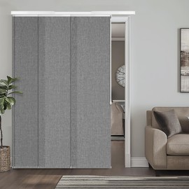 Heefen Adjustable Panel Track Blinds Manual Blackout Vertical Blinds for Sliding Door (Dimout - Light Grey, 74" W x 96" H)