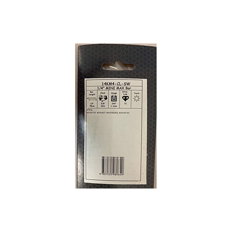 Archer 14" Guide Bar 1/4"-043-72DL Replaces 3005 008 3409 MSA160C-BQ