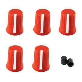 AUXBC 6mm D Shaft Rubber Potentiometer Control Knobs, Pioneer knob DJM Mixer Volume EQ Knob for Electric Guitar DJ Controller Mixer Console Volume Tone Knob, 5pcs, Red