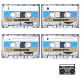 4 Pack Cassette Tapes, Audio Cassettes 90 min Time Blank Cassette Tapes, Great for Everyday Recording, 90 Min Cassette Tapes Albums Tapes Blank for Car Stereo Systems Or Other Devices