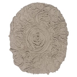 Home Weavers Bell Flower Collection 18x18 Toilet Lid Cover 100% Cotton Tufted Bath Rugs, Extra Soft and Absorbent Bath Rugs, Non-Slip Bath Mats, Machine Washable, Bathroom Bath Mats for Floor, Linen
