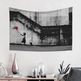 DiSAYoYo Banksy Tapestry Girl Decor Wall Hanging Wall Decor Home Art Living Room Bedroom Room Decor Fabric Home Decoration Multi-functional Living Room Window Popular Stylish