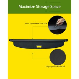 Carrep Cargo Cover, Trunk Cover Retractable, Durable Cargo Protector Shade for 2019 2020 2021 2022 2023 2024 2025 RAV4 - Premium Fit, Easy Installation, Anti-Theft Design (Black Leather, 19-25 RAV4)