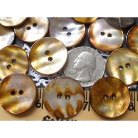 9 Buttons mKET Gold Tone Dyed MOP Shell Buttons 22MM 36L 7/8" Pearl 2 Hole sew on 6 pcs Rustic Shell Curved 2mm Holes 1mm to 3mm Thick