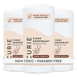 Curie Desodorante Natural Para Mujer - Vainilla Cálida - Sin Aluminio, Limpio, Sostenible, Vegano, Sin Parabenos (Paquete De 3)