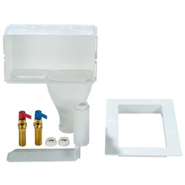 Water-Tite 87349 Right-Hand Drain Wide-Mouth Washing Machine Outlet Box - Quarter-Turn Brass Valves (Uninstalled), 1/2-Inch Sweat Connection, White Plastic