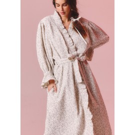 NOTHING FITS BUT Muslin Gauze Robe Maternity Gown, Women’s Cotton Classic Nursing Robe, Puffed Sleeves (US, Alpha, One Size, Regular, Regular, Ichika)