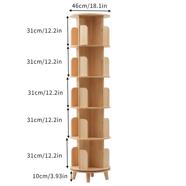 CNCEST Rotating Bookshelf Tower 360° Display Floor Standing Bookcase Bedroom