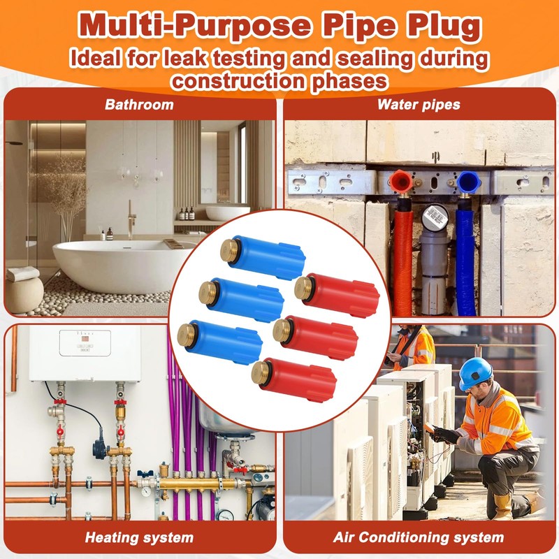 1/2 Inch Brass Threaded Red & Blue Water Pipe Blind