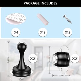 Flintronic 2PCS Black Magnetic Door Stoppers, Modern Under Door Mount, 2 Sets of 2 Items Each, Anti-Collision Mute Door Stop