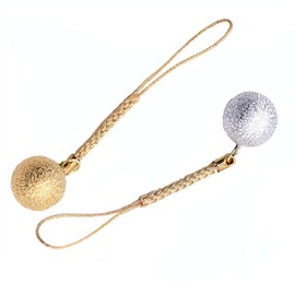 Samcos 2 Color Set of 2 Color Strap Bell Key Chain Strap Healing Tone Protection Amulet Netsuke Strap Mobile Strap, Nylon Silver Copper, agate, no jewels