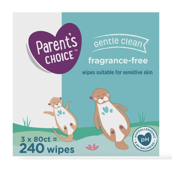 Parents Choice Baby Wipes, Fragrance Free, Quilted Soft, 240ct. (2 PACK)