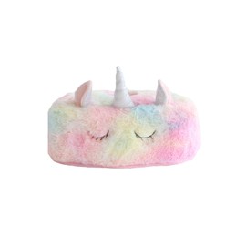 Cute Colorful Unicorn Tissue Box Cover, Fluffy Plush Napkin Holder Decorative Facial Tissue Box Cover for Office Desk, Bedroom/Living Room and Car Accessories (L-Rectangle)