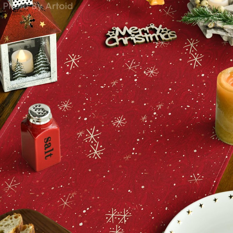 Artoid Mode Snowman Birds Scarf Trees Christmas Table Runner, Seasonal