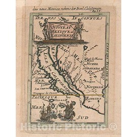 Historic Map : California as an Island, Mallet, 1683, Vintage Wall D?or : 34in x 44in