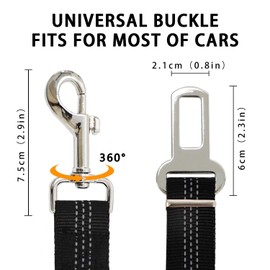 AiTodos® 2pcs Car Dog Seat Belt Car Dog Seat Belt Adjustable 50-85cm Safety Belt with Elastic Padding Night Reflective - Black