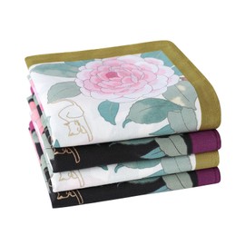 HOULIFE Women Floral Handkerchiefs 100% 60S Combed Cotton Ladies Flower Printing Hankies for Wedding Party 4/8 PCS 17.7×17.7", Multicolor 2-4pcs, 17.7x17.7"/45x45cm