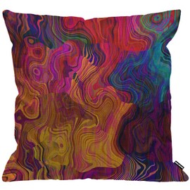 HGOD DESIGNS Colorful Cushion Cover,Abstract Purple Pink Red Orange Golden Blue Chaotic Waves Throw Pillow Case Home Decorative for Men/Women Living Room Sofa Chair 18X18 Inch Pillowcase 45X45cm