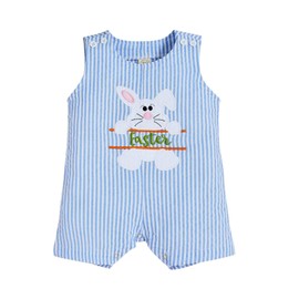 Baby Girl Boy Easter Outfits Infant Bunny Pattern Romper T-Shirt Blue Stripes Pants Toddler Family Matching Clothes