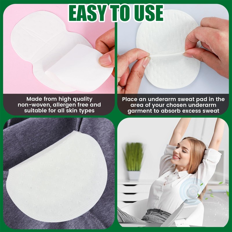 100PCS Underarm Sweat Pads, Non-woven Disposable Armpit Sweat Pads, Antiperspirant