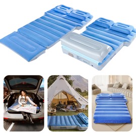 INFLATEFLY Inflatable Car Air Mattress with Built-in Pump, Adjustable Car Camping Bed Sleeping Pad for Back Seat, Portable Travel with Two Air Pillows
