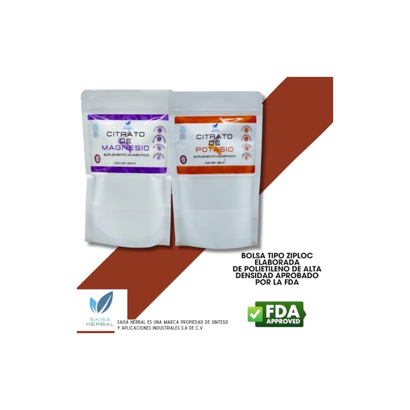 Citrato De Magnesio 250 G. Y Citrato De Potasio 250