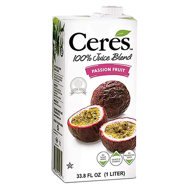 Ceres 100% All Natural Pure Fruit Juice Blend, Passion Fruit - Gluten Free, Rich in Vitamin C, No Added Sugar or Preservatives, Cholesterol Free - 33.8 FL OZ (Pack of 2)