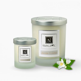 Nabila K – Jasmine & Honey - Soy-Based Candle - Jasmine, Ylang-ylang, Gardenia, Tuberose, and Honeysuckle, Honey - Hand-Poured - Cotton Wick - Aromatherapy - Essential Oils - Made in USA - 14 oz