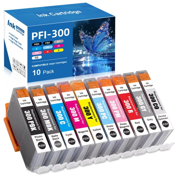 Yongairuink Compatible PFI-300 PFI 300 Pigment Ink Cartridge 10 pack