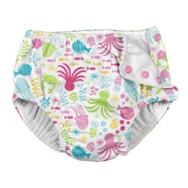 Snap Reusable Absorbent Swimsuit Diaper-White Sea Pals-12mo
