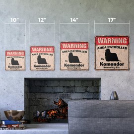 Komondor Vintage Security Sign Area Patrolled by pet Guard watchdog Guard Owner Dog Gift Rigid Plastic | Indoor/Outdoor | 10" Wide