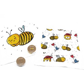 KAMACA Magic Towels, Made of Cotton, Children's Birthday Party Bag Gifts, Set of 4, Bees