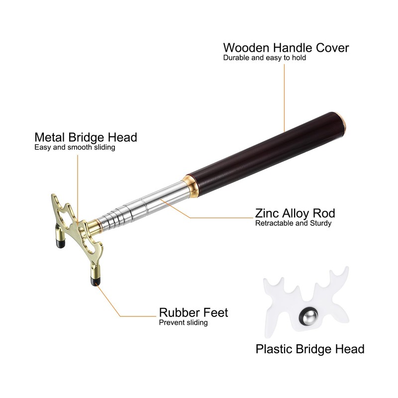PATIKIL Retractable Billiards Cue Stick Bridge, Wooden Pool Cue Accessory