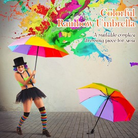 Silkfly 24 Pcs Rainbow Umbrella Bulk Compact Portable Tri Fold Collapsible Pride Umbrella for Adult Travel Rain Windproof(Fresh Color)