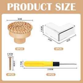 6 Pieces of Braided Handle with Screws, 1 Piece of Screwdriver and 4 Pieces of Anti-Collision Angles, Furniture Accessories, Home Decoration, Suitable for Doors, Drawers, and Cabinets.