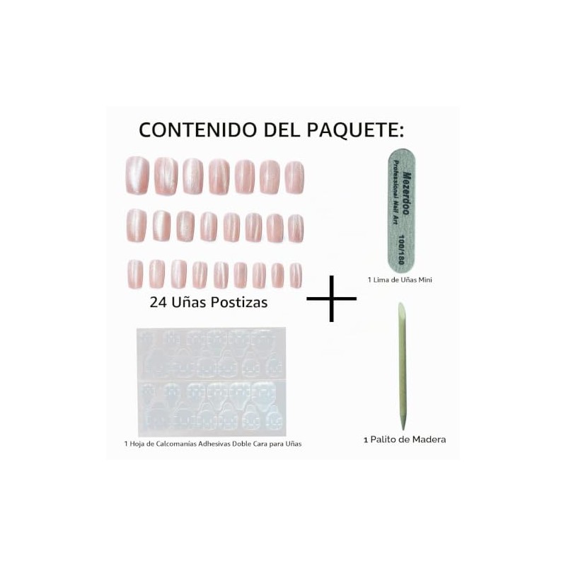 Uñas postizas a presión con efecto ojo de gato brillante