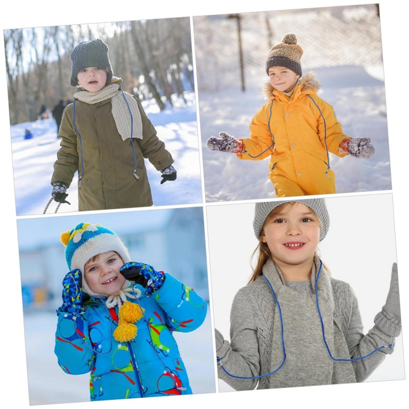 LIFKOME Kids Winter Gloves Black Toddler Glove Straps Mitten Clips