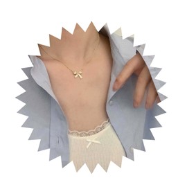 Yheakne Boho Crystal Bow Choker Necklace CZ Bow Pendant Necklace Rhinestone Bow Tie Necklace Gold Bow Knot Collar Necklace Jewellery for Women and Girls (Gold), Zinc