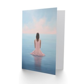 Artery8 Mindfulness Meditation Sea View Minimalist Calm for Wife Her Mum Sister Daughter Mom Gran Nan Birthday Thank You Get Well Soon Blank Art Greeting Card