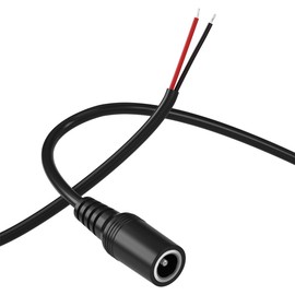 DC Female 2.1mm x 5.5mm Power Jack Adapter Barrel Plug Socket Cable for CCTV IP Security Camera,DVR,HDVD,Car Rearview Monitor System Video,LED Strip Light,Low Voltage DC Pigtail Bare Wire Cord