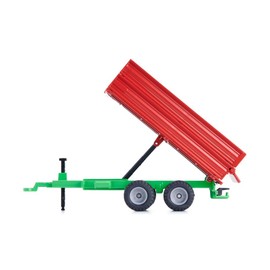 Siku 2881 Tandem Axle Trailer, 1:32, Metal/Plastic, Red/Green, Toy for Children, Tilting Load, Height-Adjustable Side Walls