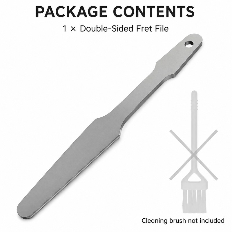 Double-Sided Metal Guitar Fret File with Cleaning Brush for Fret