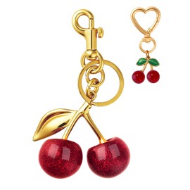 Adorable NEGTTE Cherry Bag Charms Keychain for Women
