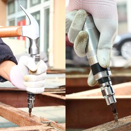 Micro Traders 13Pcs Drive Impact Driver Set Impact Screw Bit Driver Kit with Metal Storage Box Multi-bit 1/2 Sq 8mm Hex Adaptor Hex Slotted Cross Bits