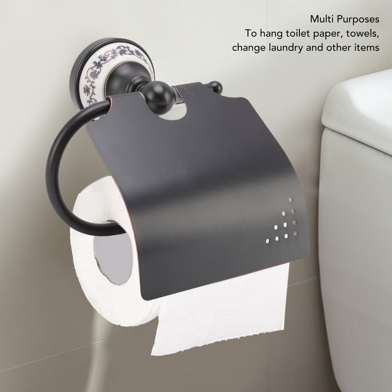 Paper Towel Dispenser Dark Bronze Blue and White Porcelain Wall