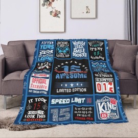AOOCHUSS Gifts for 15 Year Old Boy,Cool Presents for 15 Year Old Boys Birhday Gifts 15th Birthday Decorations for Teen Flannel Fleece Throw Blanket 60"x50" Cozy for Bedroom, Gaming, Camping
