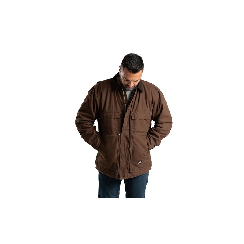 Berne Men's Original Washed Chore Coat, 4X-Large Tall, Bark