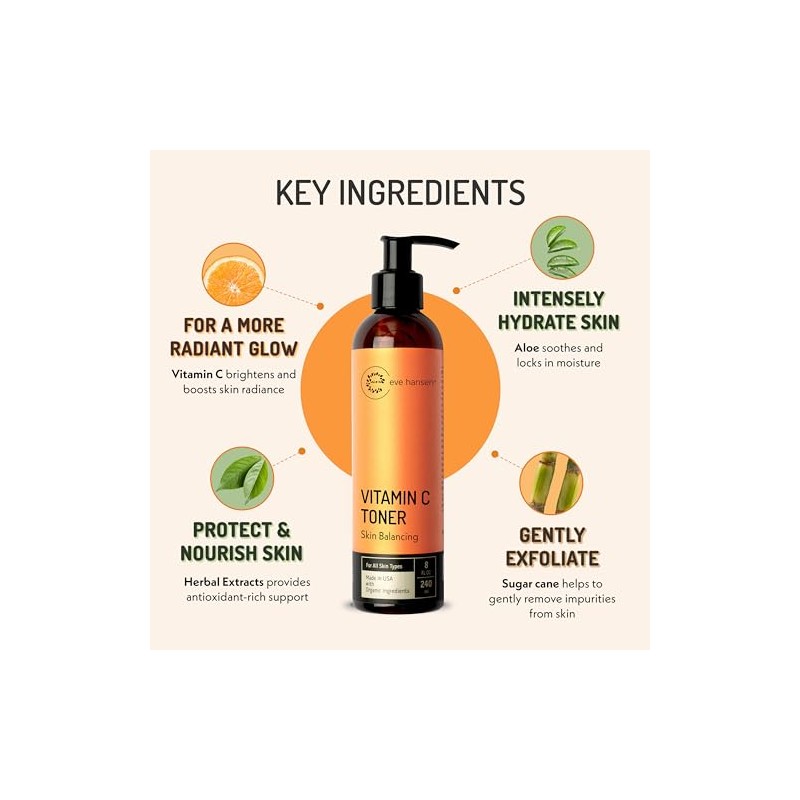 Natural Vitamin C Face Toner - Hydrating, Firming, pH Balancing